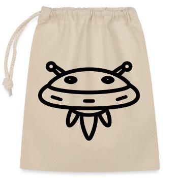 flying saucer - Closable cotton gift bag (25x30cm) - nature - Front