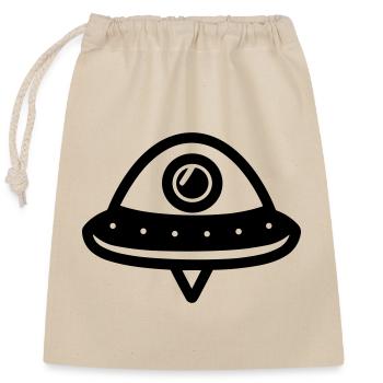 flying saucer - Closable cotton gift bag (25x30cm) - nature - Front