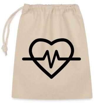 heartbeat - Closable cotton gift bag (25x30cm) - nature - Front