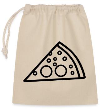 Pizza slice - Closable cotton gift bag (25x30cm) - nature - Front