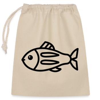 Fisch - Verschließbarer Geschenkbeutel aus Baumwolle (25x30cm) - Natur - Vorne