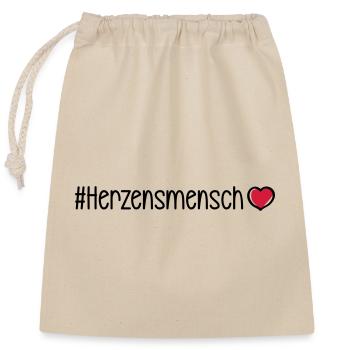 Herzensmensch Herz - Verschließbarer Geschenkbeutel aus Baumwolle (25x30cm) - Natur - Vorne