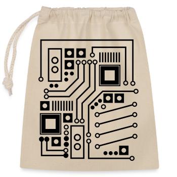Board / board pattern / circuit - Closable cotton gift bag (25x30cm) - nature - Front