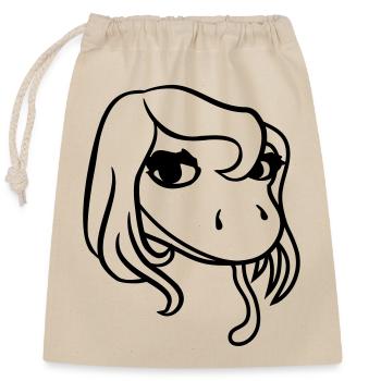 gesicht kopf weiblich frau huebsch girl maedchen s - Verschließbarer Geschenkbeutel aus Baumwolle (25x30cm) - Natur - Vorne