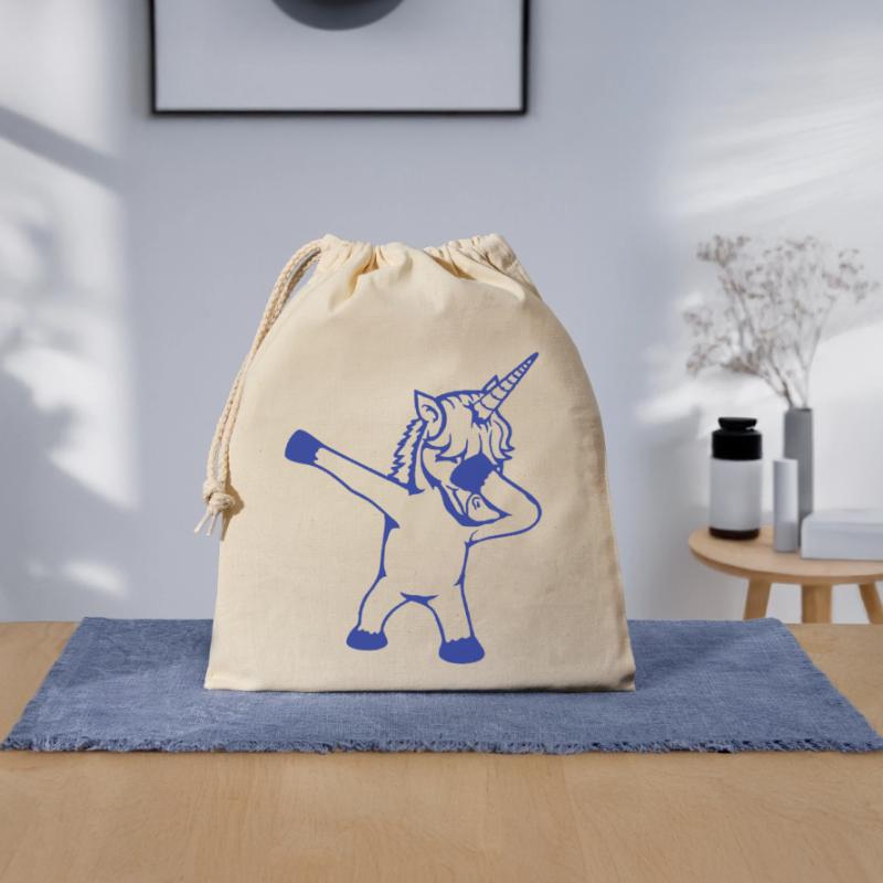 Licorne Dabbing Dab Danse Soirée Pose Geste Drôle Sac cadeau en coton avec cordon (25 x 30 cm)