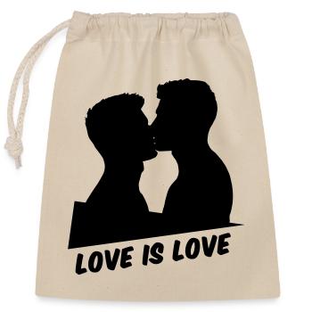 Love is Love Gay Pride Kiss - Verschließbarer Geschenkbeutel aus Baumwolle (25x30cm) - Natur - Vorne