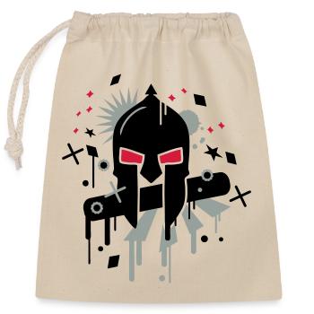 Spartan helmet - Closable cotton gift bag (25x30cm) - nature - Front