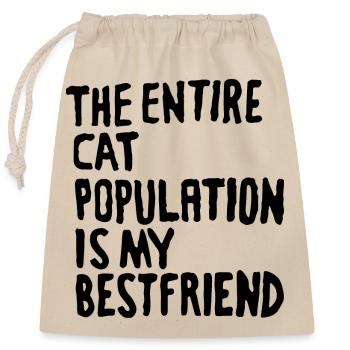 the entire cat population is my bestfriend quote - Closable cotton gift bag (25x30cm) - nature - Front