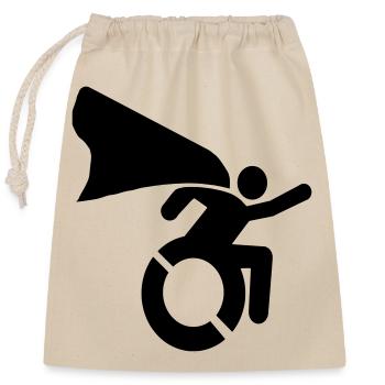 in a wheelchair # - Closable cotton gift bag (25x30cm) - nature - Front