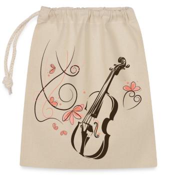 Violine Musiker Blumenranke - Verschließbarer Geschenkbeutel aus Baumwolle (25x30cm) - Natur - Vorne
