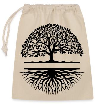 Arbre avec racines bannière petite bannière - Sac cadeau en coton avec cordon (25 x 30 cm) - nature - Devant