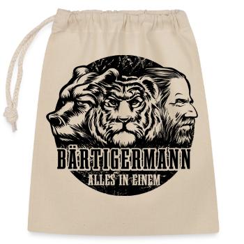 Bärtiger Mann, Bär Tiger Mann, Vater, Papa - Verschließbarer Geschenkbeutel aus Baumwolle (25x30cm) - Natur - Vorne