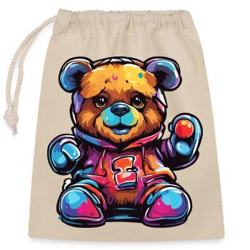 Teddybär / Kuscheltier / Stofftier / Geschenkidee - Verschließbarer Geschenkbeutel aus Baumwolle (25x30cm) - Natur - Vorne