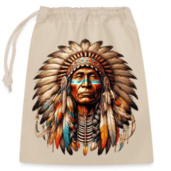 Amérindien Peau rouge d’Amérique - Sac cadeau en coton avec cordon (25 x 30 cm) - nature - Devant