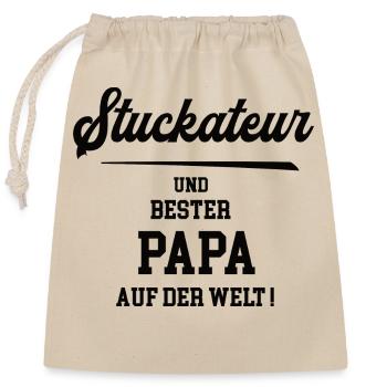 Bester Papa Stuckateur Gipser Handwerk Stukkateur - Verschließbarer Geschenkbeutel aus Baumwolle (25x30cm) - Natur - Vorne