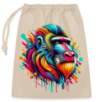 Mandrill Monkey - Closable cotton gift bag (25x30cm) - nature - Front