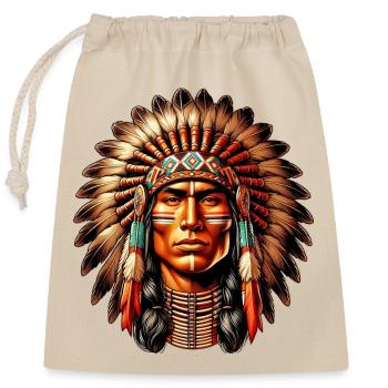 American Indian American Red Skin - Closable cotton gift bag (25x30cm) - nature - Front