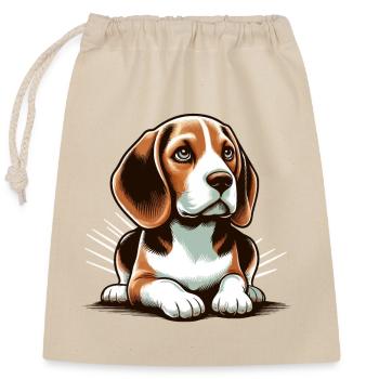 Lying Beagle Dog - Closable cotton gift bag (25x30cm) - nature - Front