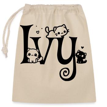 lierre Nom Prénom Nom du chaton - Sac cadeau en coton avec cordon (25 x 30 cm) - nature - Devant