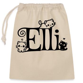 Elli nom Prénom Nom du chaton - Sac cadeau en coton avec cordon (25 x 30 cm) - nature - Devant