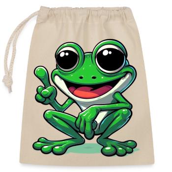 Frog - Closable cotton gift bag (25x30cm) - nature - Front