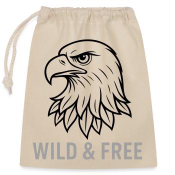 Adler Adlerkopf Wild and free - Verschließbarer Geschenkbeutel aus Baumwolle (25x30cm) - Natur - Vorne