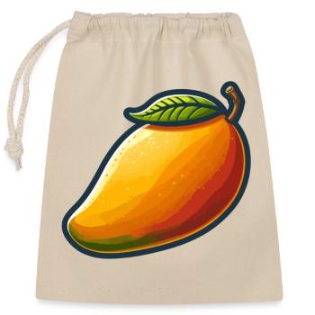 Bunte Mango mit grünem Blatt - Verschließbarer Geschenkbeutel aus Baumwolle (25x30cm) - Natur - Vorne