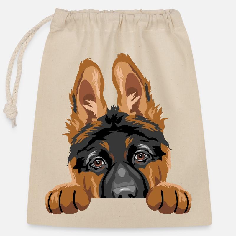 Schüchterner spähender Deutscher Schäferhundwelpe - Verschließbarer Geschenkbeutel aus Baumwolle (25x30cm) - Natur
