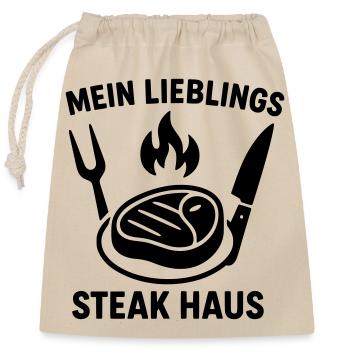 steakhouse steak food - Closable cotton gift bag (25x30cm) - nature - Front