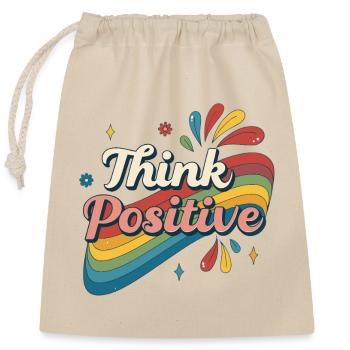 Think Positive Rainbow - Closable cotton gift bag (25x30cm) - nature - Front