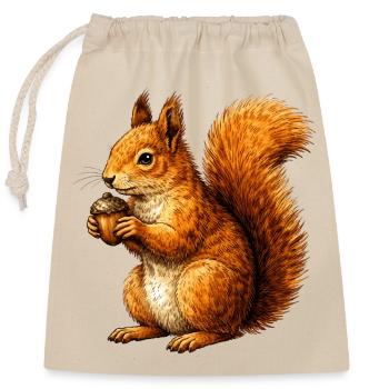 Écureuil mignon avec noix – illustration d’animaux - Sac cadeau en coton avec cordon (25 x 30 cm) - nature - Devant