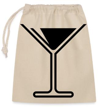 Cocktail / Verre cocktail / Martini – (Noir) - Sac cadeau en coton avec cordon (25 x 30 cm) - nature - Devant