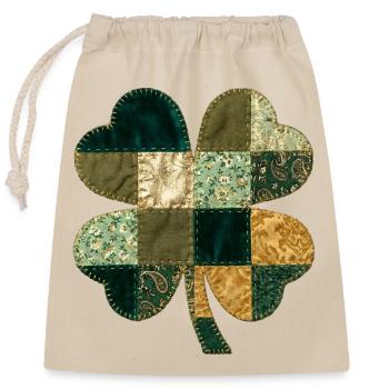Patchwork Kleeblatt Quilt Stil - Verschließbarer Geschenkbeutel aus Baumwolle (25x30cm) - Natur - Vorne