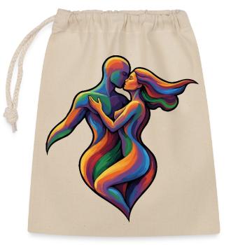 Couple d’amour dansant coloré - Sac cadeau en coton avec cordon (25 x 30 cm) - nature - Devant
