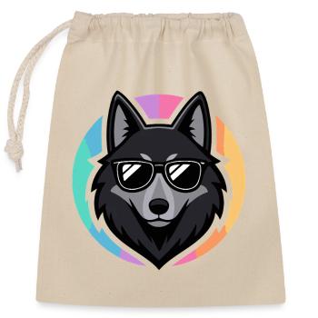 Wolf-Chic-Sonnenbrillen - Verschließbarer Geschenkbeutel aus Baumwolle (25x30cm) - Natur - Vorne