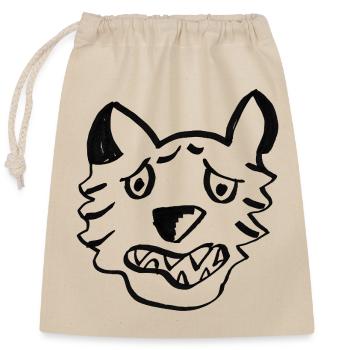 Black Wolf Graffiti Lines - Closable cotton gift bag (25x30cm) - nature - Front