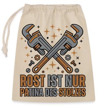 Tool Restoration, Craft, Vintage - Closable cotton gift bag (25x30cm) - nature - Front