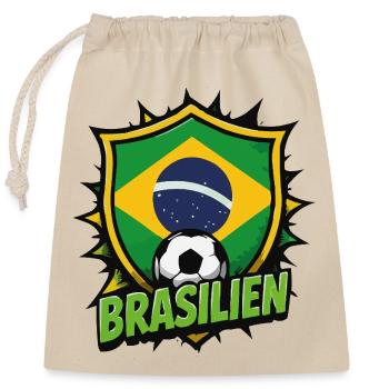 Brasilien Fußball Shield - Verschließbarer Geschenkbeutel aus Baumwolle (25x30cm) - Natur - Vorne