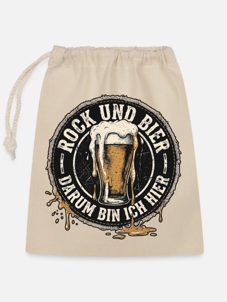 Rock Und Bier - Verschließbarer Geschenkbeutel aus Baumwolle (25x30cm) - Natur