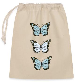 Trois Papillons Monarques Bleus - Sac cadeau en coton avec cordon (25 x 30 cm) - nature - Devant