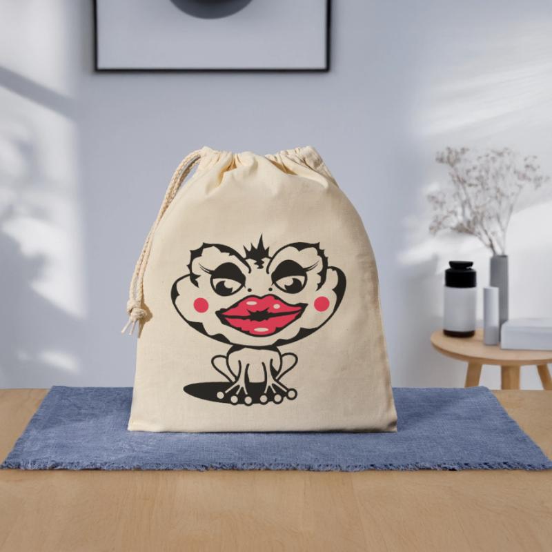 A toad with a thick lip Closable cotton gift bag (25x30cm)