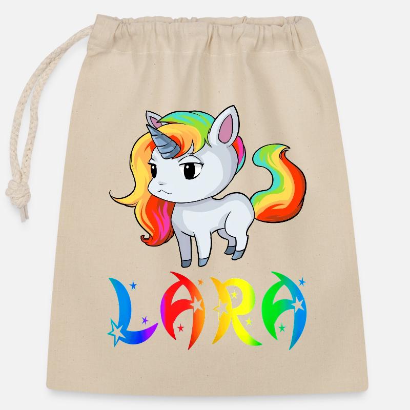 Lara Einhorn - Verschließbarer Geschenkbeutel aus Baumwolle (25x30cm) - Natur