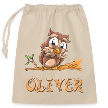 Owl Oliver - Closable cotton gift bag (25x30cm) - nature - Front