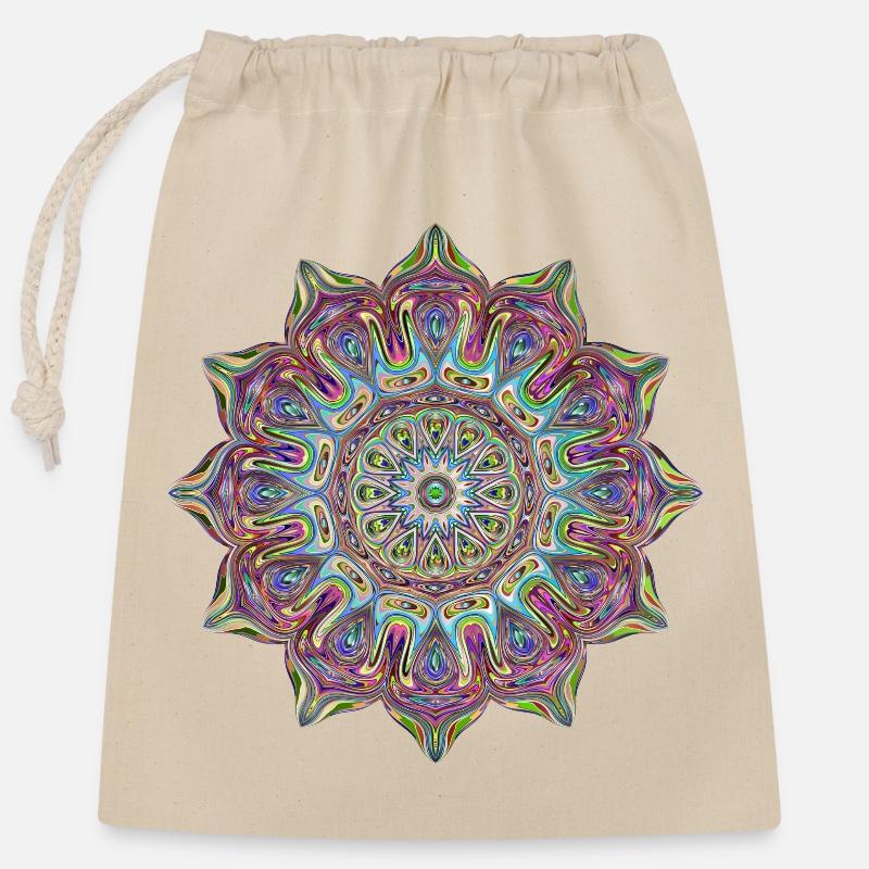 Mandala - Sac cadeau en coton avec cordon (25 x 30 cm) - nature