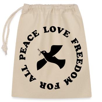 peace love freedom - Verschließbarer Geschenkbeutel aus Baumwolle (25x30cm) - Natur - Vorne