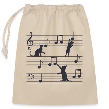 Katzenmusik, Katzen, Musik, Noten - Verschließbarer Geschenkbeutel aus Baumwolle (25x30cm) - Natur - Vorne