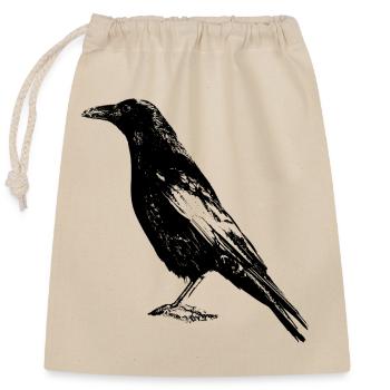 Crow - Closable cotton gift bag (25x30cm) - nature - Front