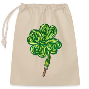 Clover - "I make my own luck" - Closable cotton gift bag (25x30cm) - nature - Front