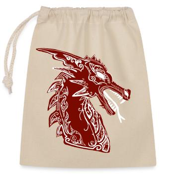 dragon - Closable cotton gift bag (25x30cm) - nature - Front