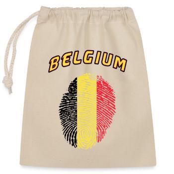 Belgien Fingerabdruck / Geschenk Flagge - Verschließbarer Geschenkbeutel aus Baumwolle (25x30cm) - Natur - Vorne